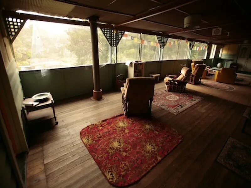 The sunroom in low light