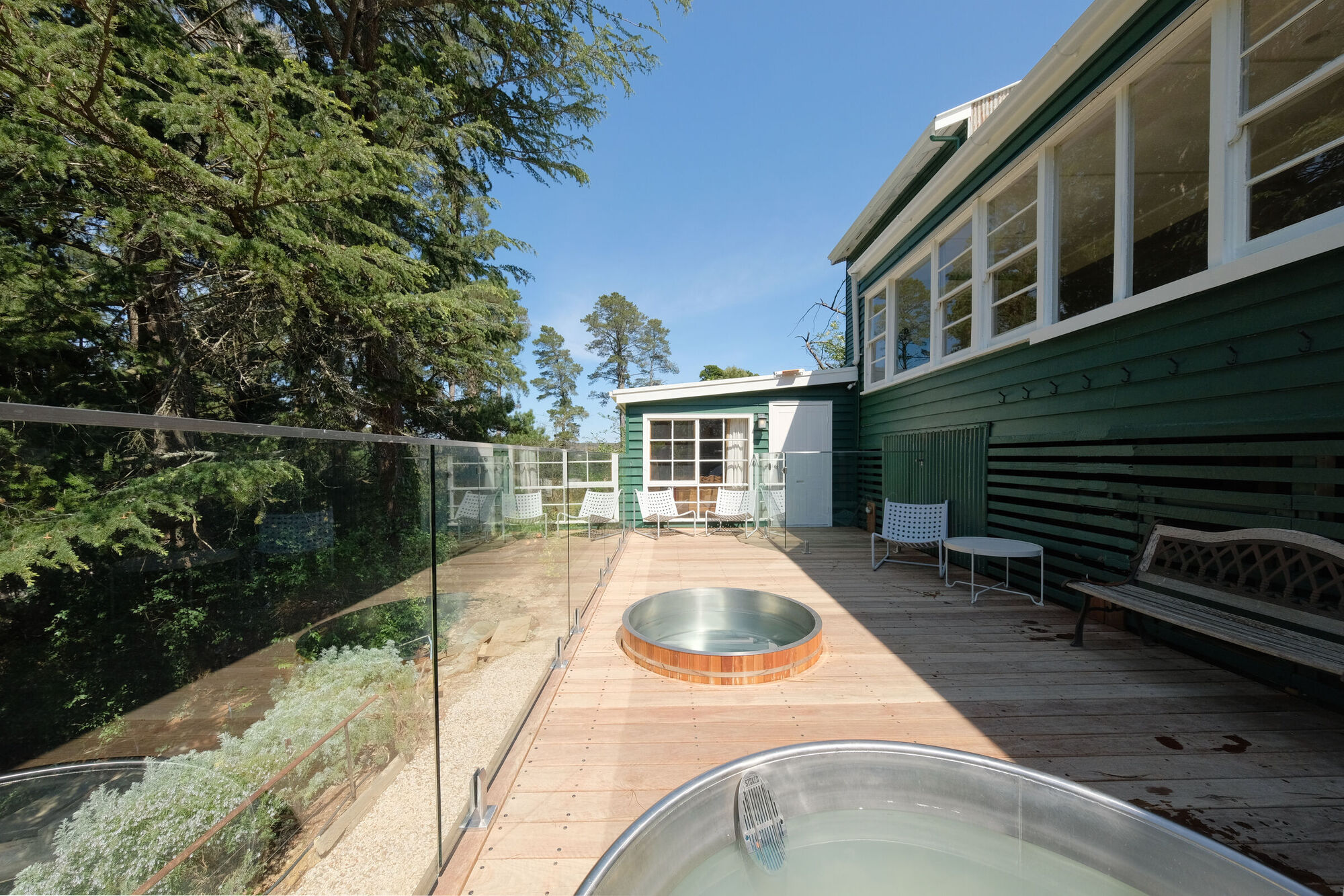 The new spa deck among the trees
